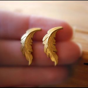 Gold Leaf Earrings - Leaf Studs